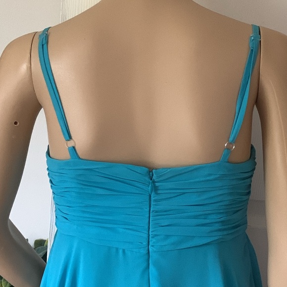 Evan picone turquoise sheer chiffon babydoll swing mini dress S - Picture 11 of 16